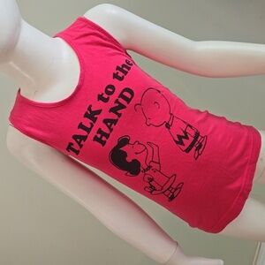 🌈PEANUTS TALK TO THE HAND Pink GIRLS Tank Top Size GIRLS XS